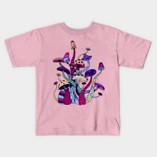 Colorful Bohemian Retro Mushrooms Hippy Design Kids T-Shirt